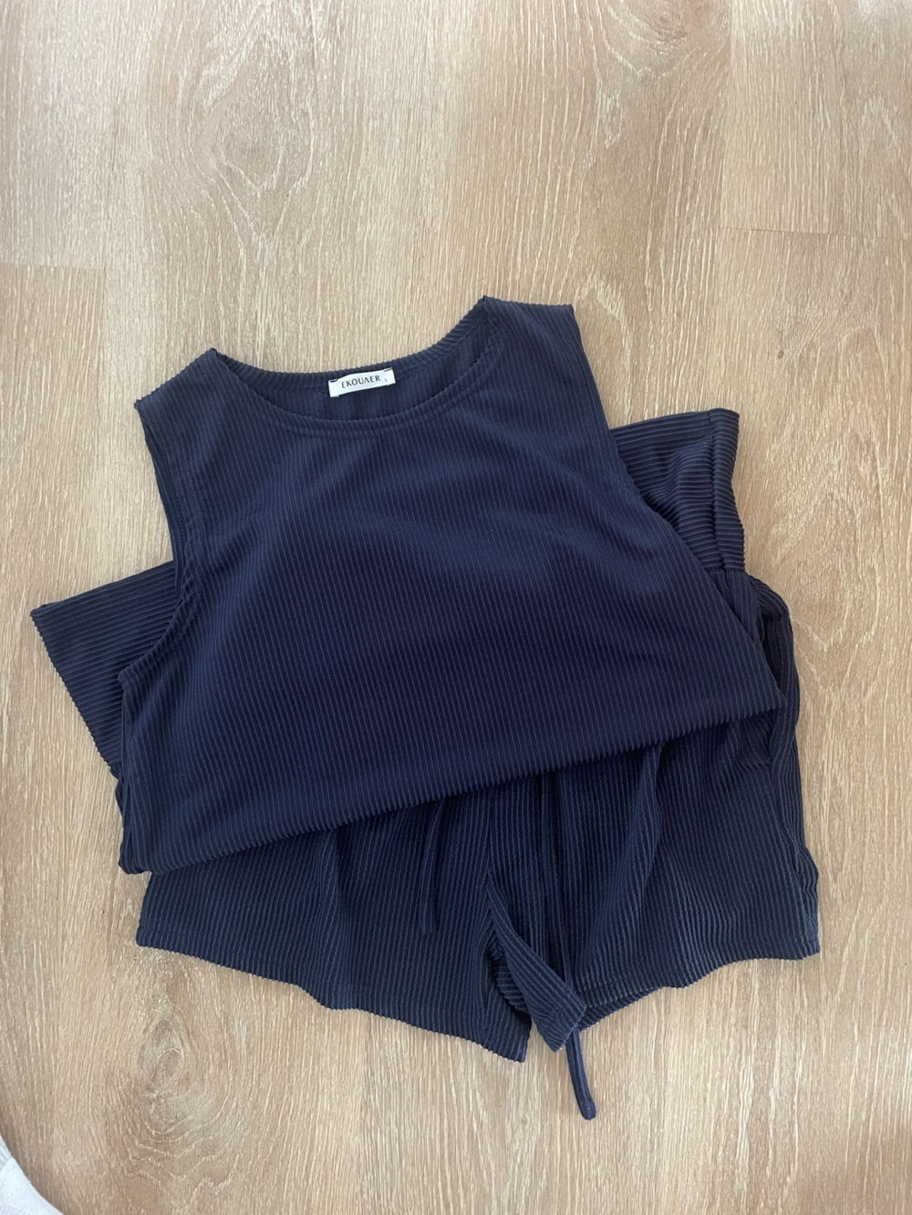 Navy Ribbed Tank Top Set